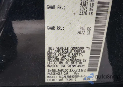 2013 Nissan Altima 3.5 S z USA, uszkodzony, nr VIN 1N4BL3AP1DC163182